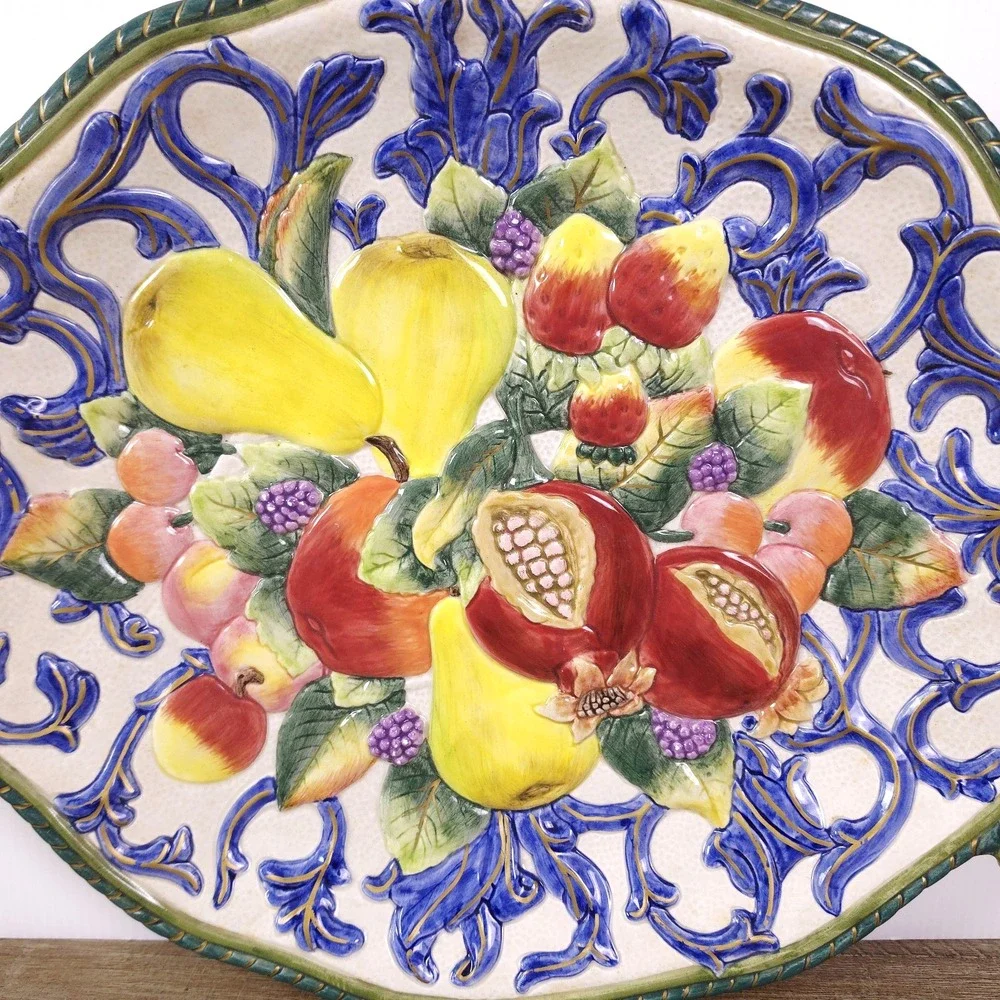 Fitz and Floyd Florentine Fruit Large Serving Platter Wall Decor